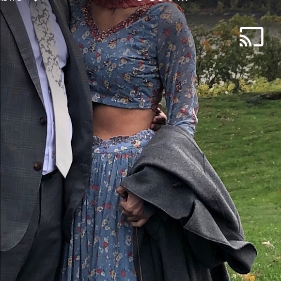 Lehenga grey blue top and bottom hand sewn sequías - Picture 5 of 8